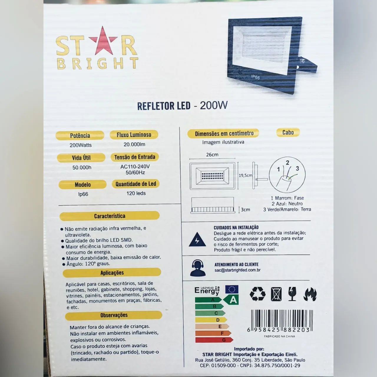 Refletor LED 200W Star Bright IP66 Bivolt (Honestidade e Qualidade é na JK eletrônicos) - Foto 2