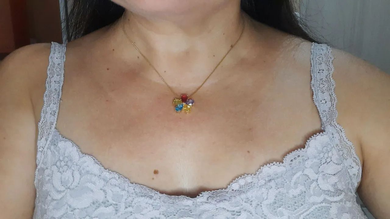 Gargantilha e Anel com Pedras Coloridas