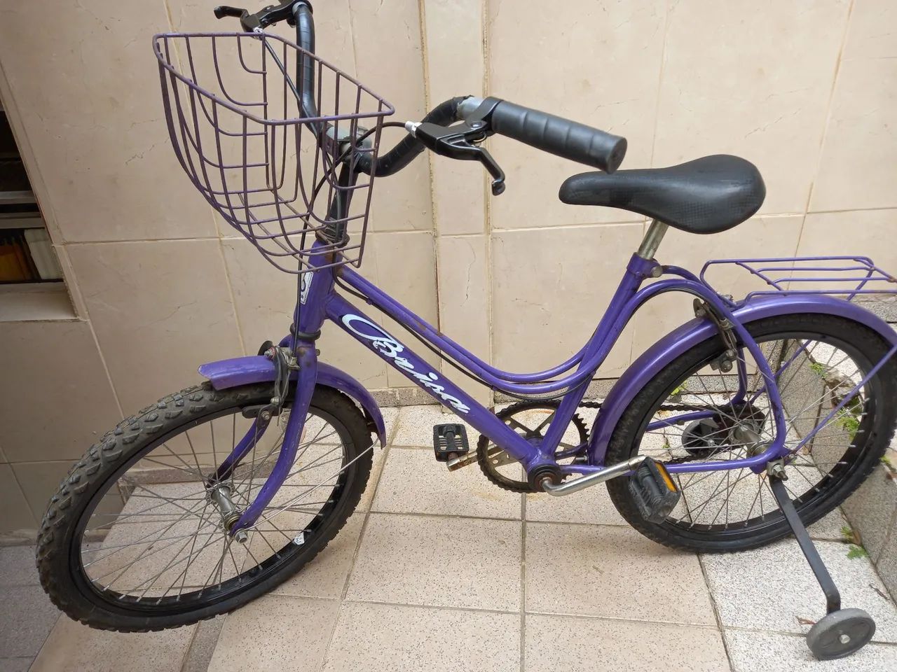 Bicicleta monark Infantil Roxa com Cesta