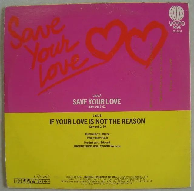 renée & renato 1983 save your love, vinil compacto 7 polegadas - Foto 2