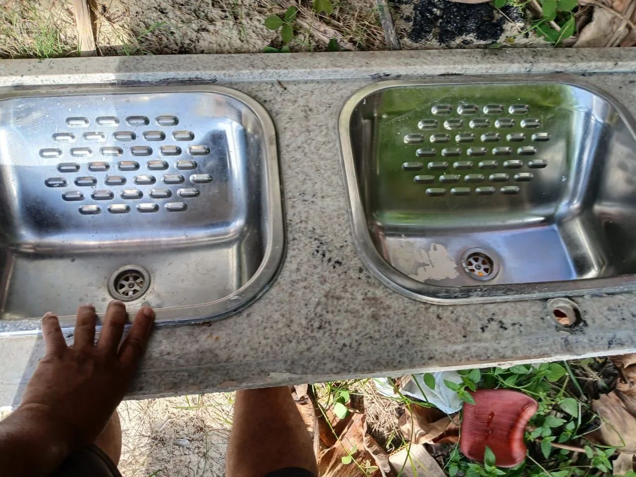 Pia de cozinha em aço inox dupla