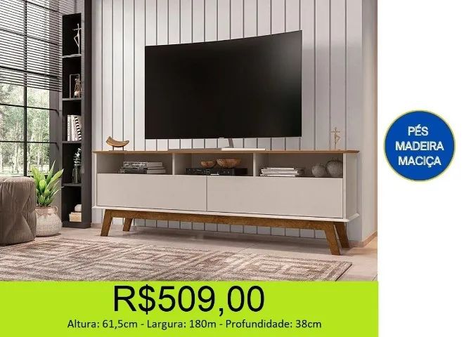 Rack com pés de madeira 1,80M