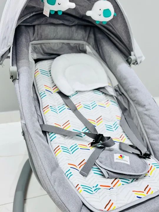 Cadeira De Balanço Para Bebê Mastela Techno Premium Elétrica Cinza - Foto 3
