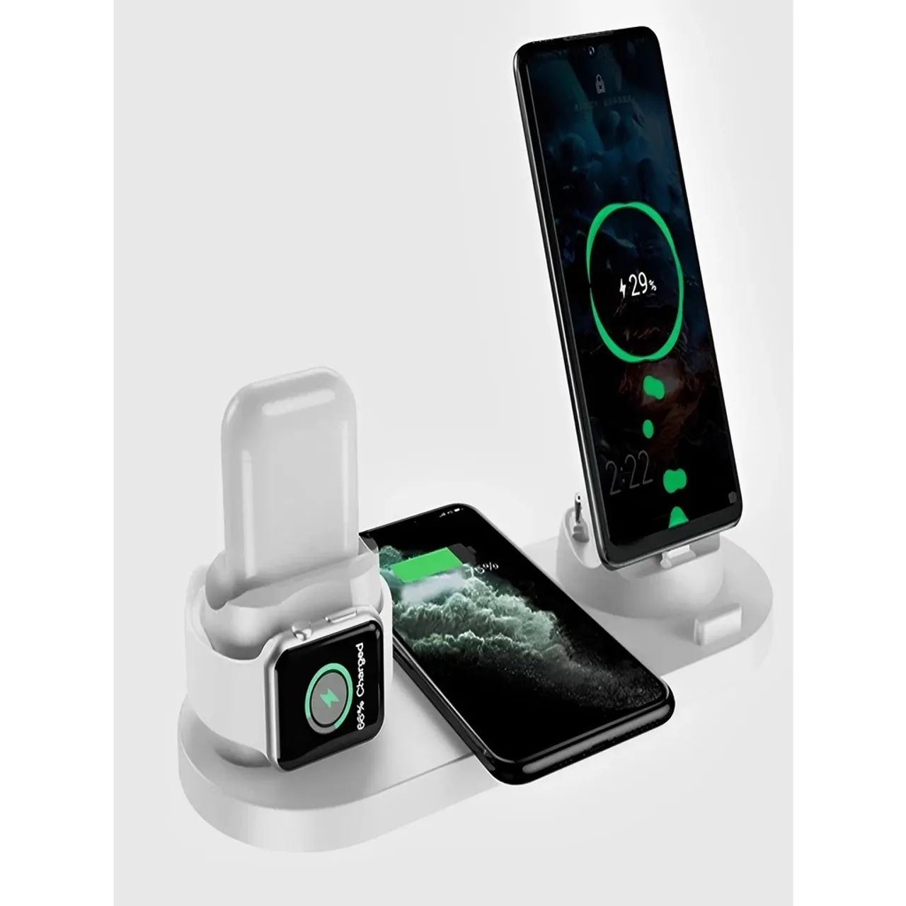 Carregador por indução 6 em 1 para Celulares, Relógios e Fones  - Foto 4
