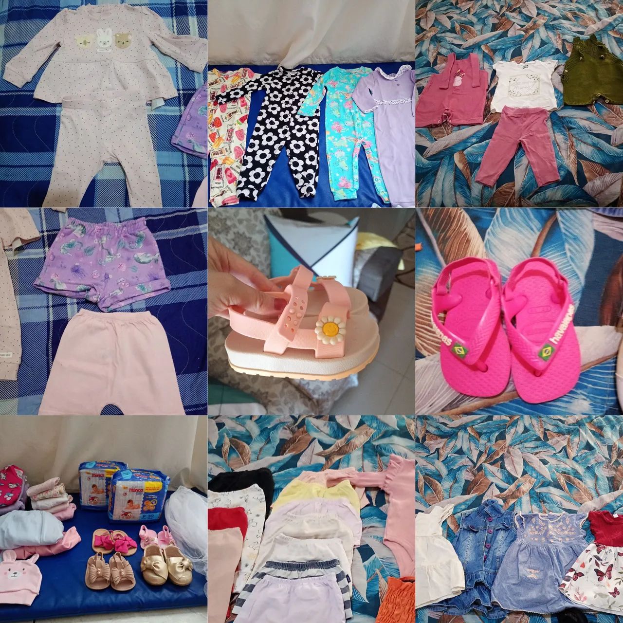 Lote de roupas e sapatos de bebê menina 