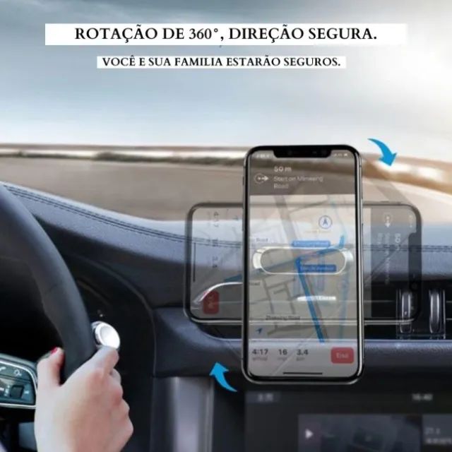Suporte Magnético para Celular com Rotação 360° e Fixação por Ímã - Foto 4