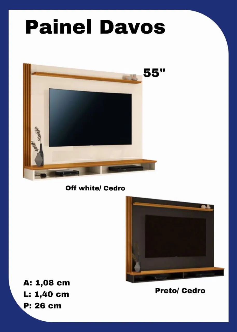 Painel para TV 55'' off white/cedro