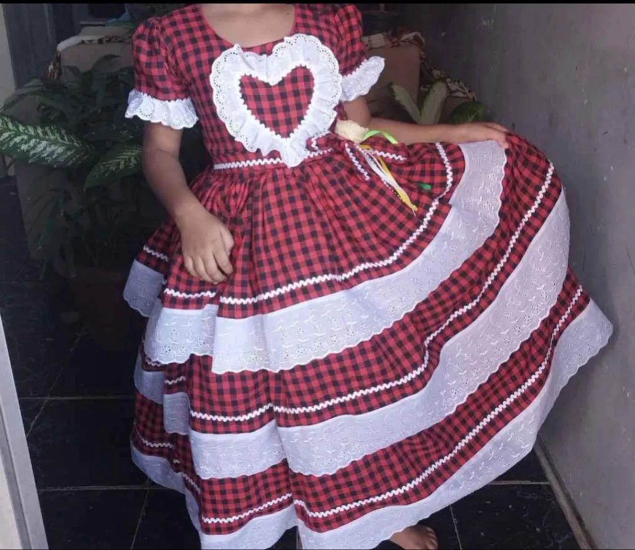 Vestido Junino Xadrez Vermelho