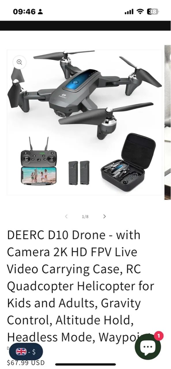 Drone DEERC D10 com Câmera 2K HD FPV Dobrável - Foto 2