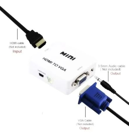 Conversor Hdmi Para Vga Adaptador Audio P2 Alimentado - Foto 4