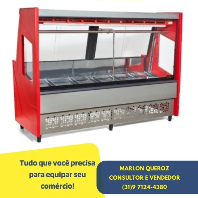 Balcão de Açougue Vermelho com Tendal 2M Polar