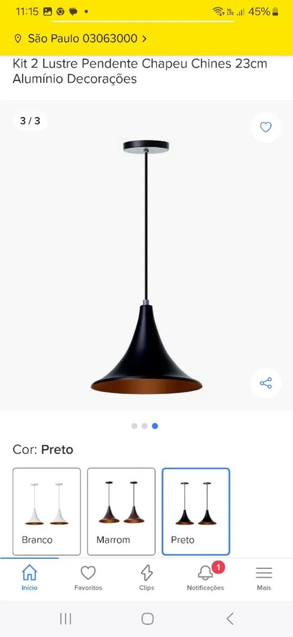 2 Pendentes chapéu chinês preto (kit com 2)