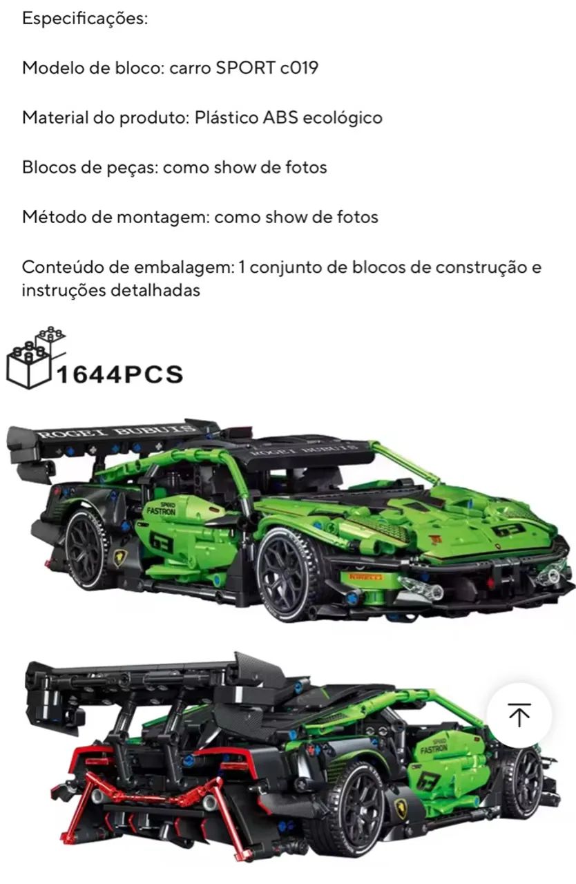 Bloco de Montar (Lego) - Carro Esportivo Roget Bubuis - Foto 2