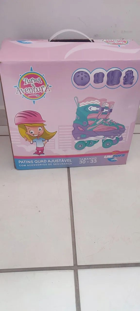 Patins Roller Rosa e Azul - Perfeito para Diversão! - Foto 4