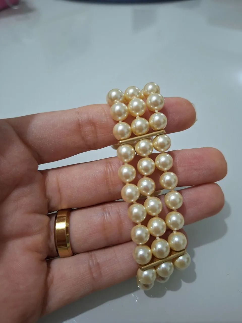 Conjunto de Colar e Bracelete de Pérolas - Foto 2