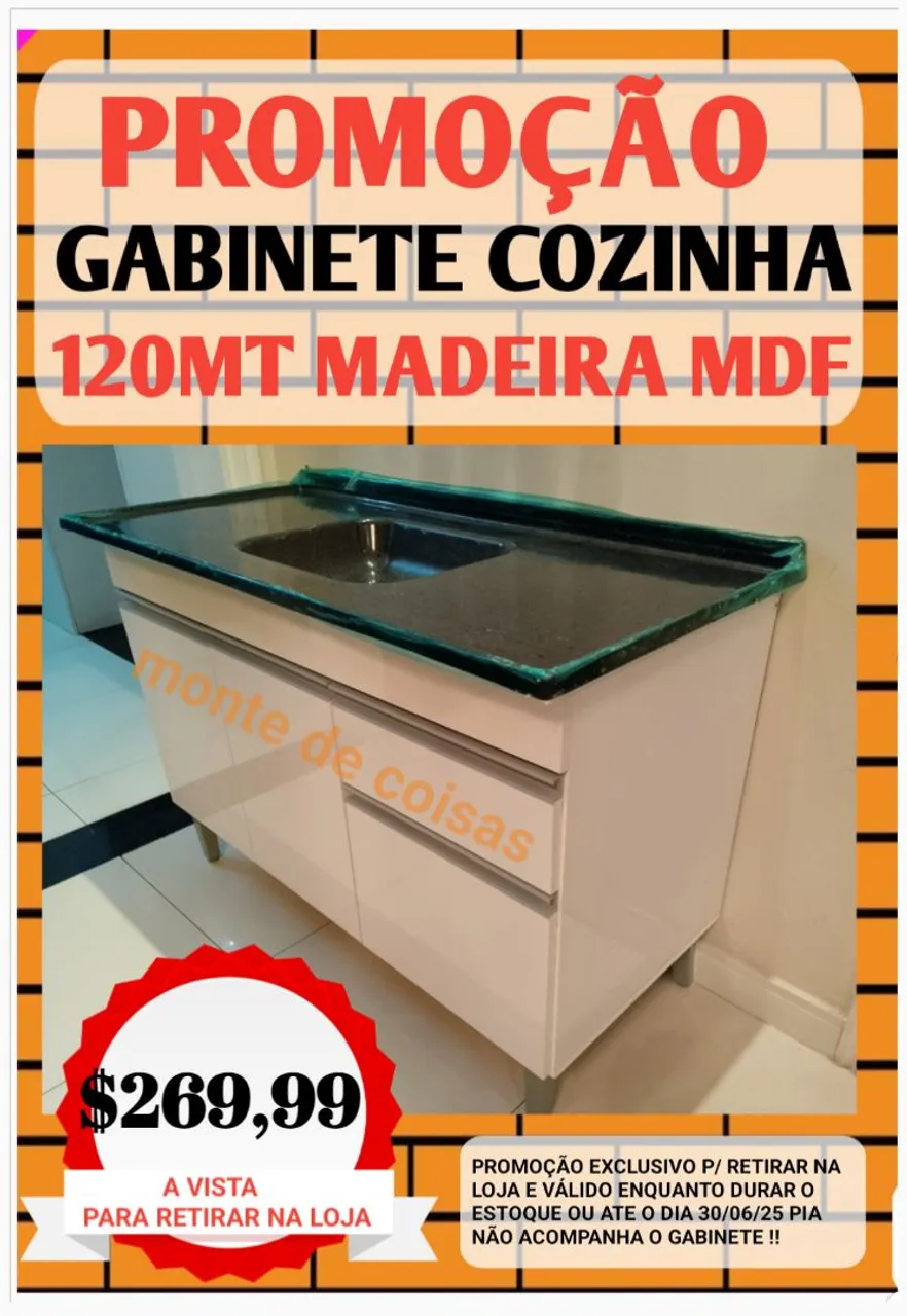 GABINETE 1,20MT P/ COZINHA ( sem a pia ) !! PROMOÇÃO !!