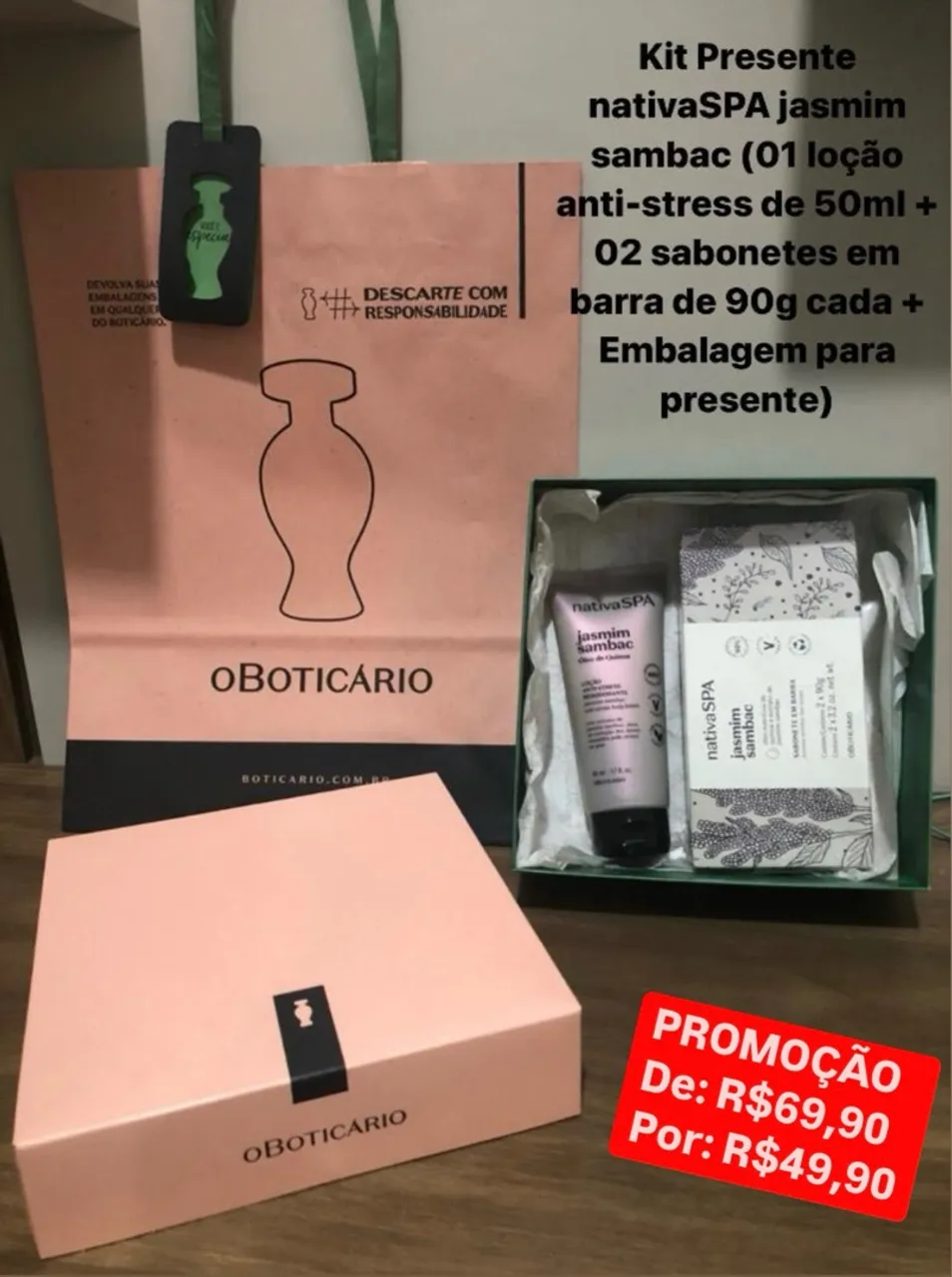 Kits para presentes O Boticário, a partir de R$49,90.