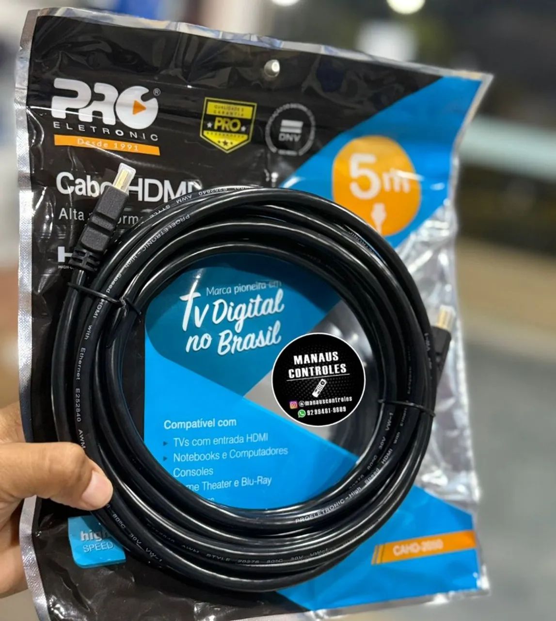 Cabo HDMI de 5 metros para Projetor Datashow 