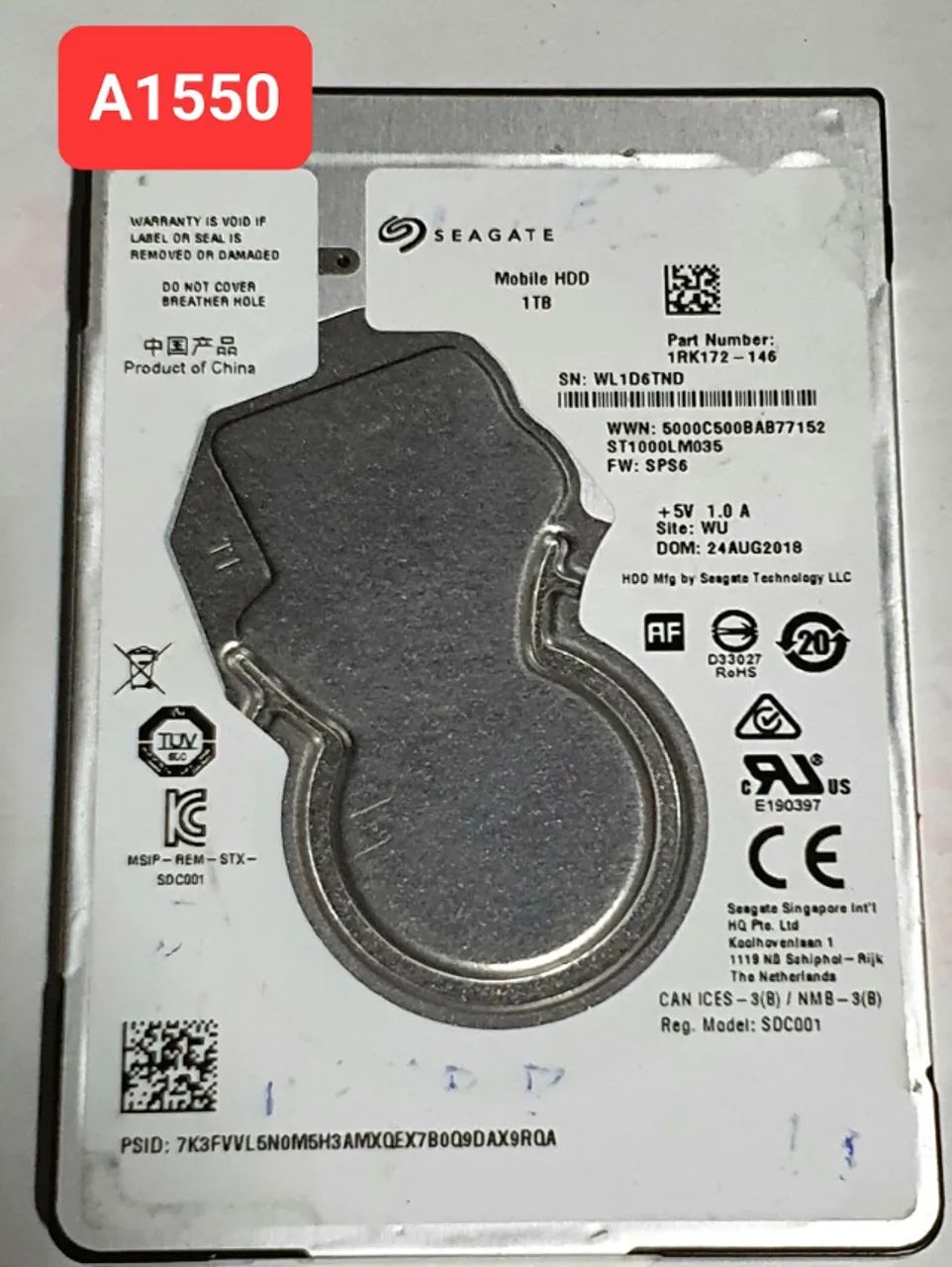 Placa Hd 1 Tb St1000lm035 - Fw: Sps6 - Cod: A1550