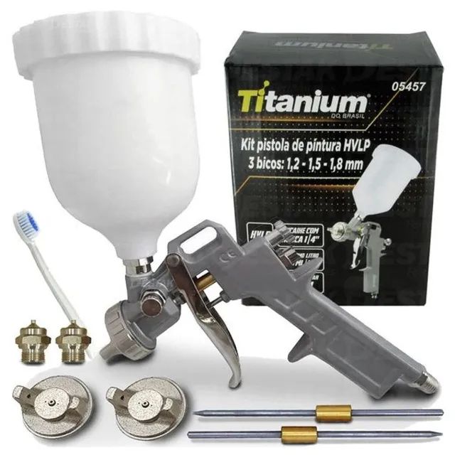 Pistola De Pintura Hvlp Prof 5457 Titanium + 3 Bicos  Kit - Foto 3