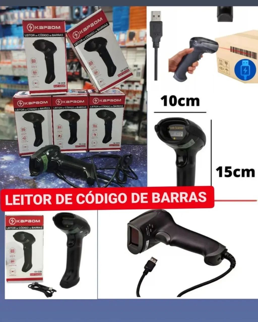 Leitor de Código de Barras Kapbom KAP-USBS01 - USB - Melhor preço da cidade