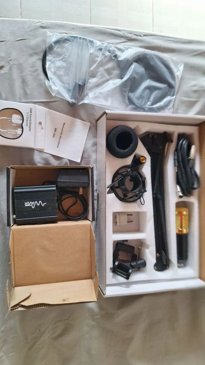 Microfone Condensador Waver BM800 XLR Dourado + Phantom Power 48v - Foto 4