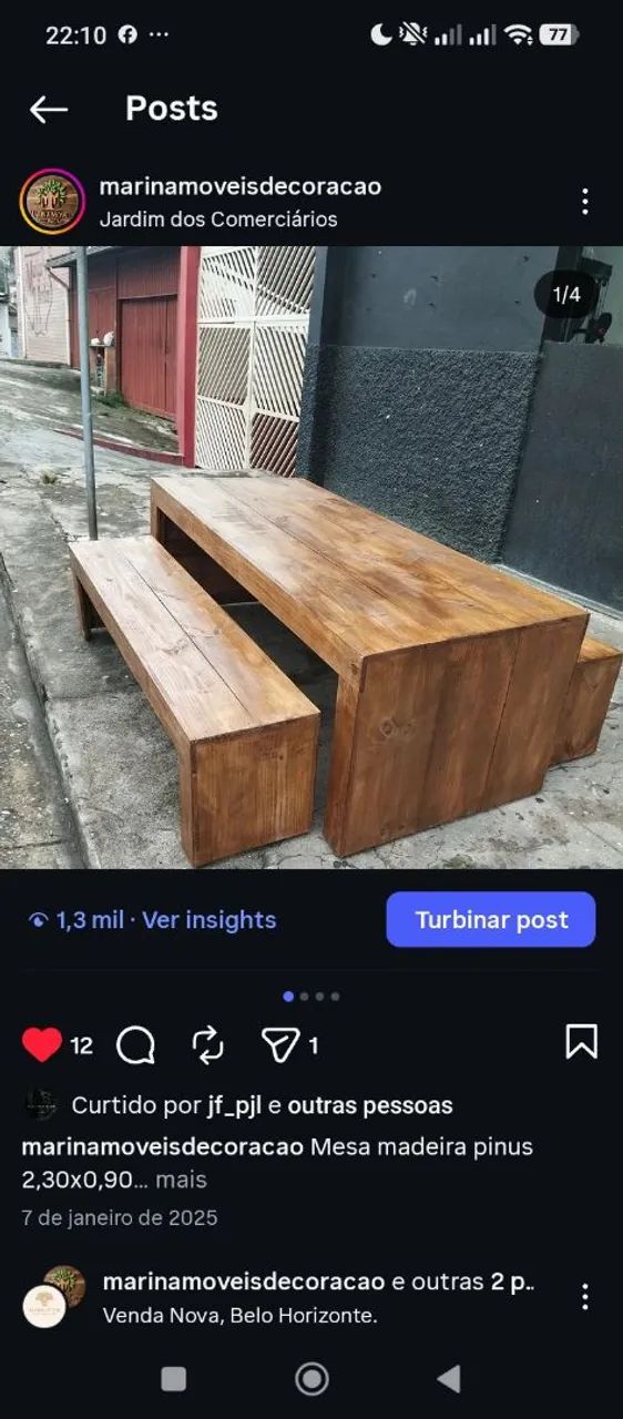 Mesa Rústica com 2 bancos