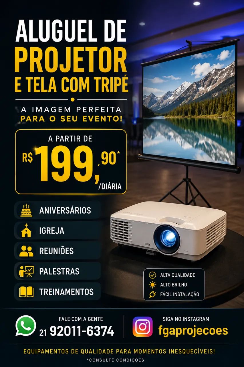 ALUGUEL DE PROJETOR + TELA PARA EVENTOS