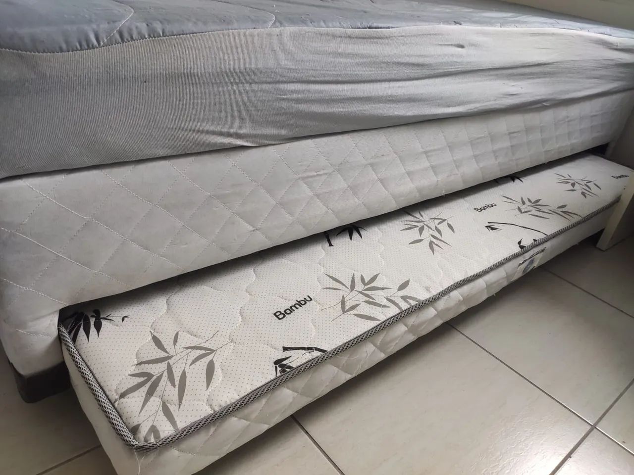 Bicama com baú e Cama Auxiliar (Tecido Fibra de Bambu) - Foto 4