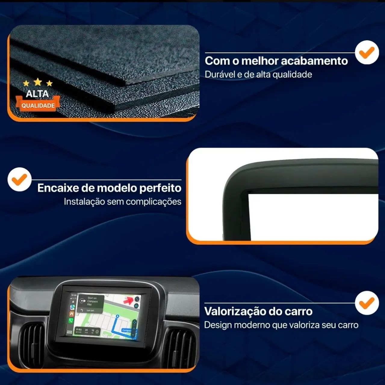 Moldura 2 Din 7 Polegadas Fiat Mobi Preta - Foto 3