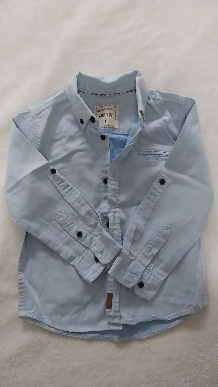 Camisa azul clarinho estilo jeans tamanho 3