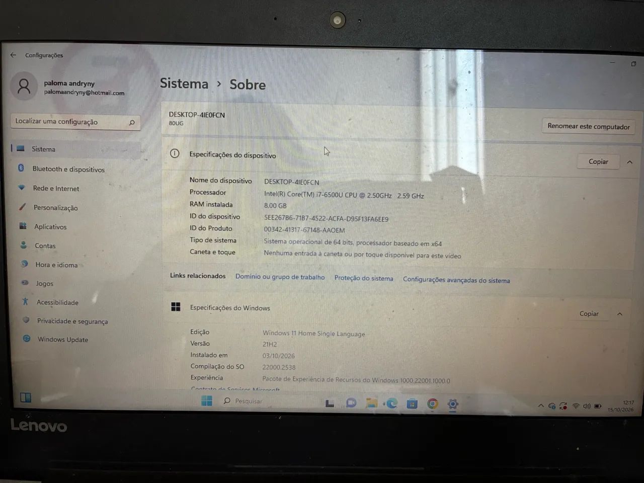 Notebook Lenovo I7-6500U - Foto 5