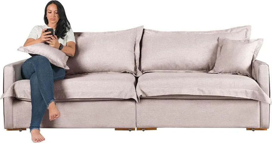 Sofá cama cinza 2,20 m 4 lugares