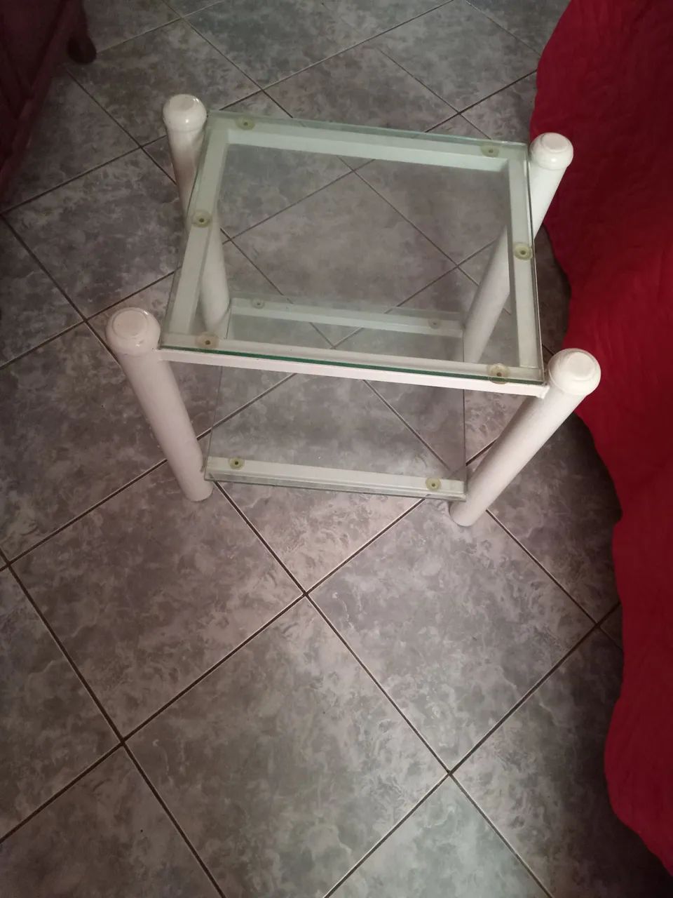 Mesinha de  de centro  de vidro  e ferro na   cor  branca  - Foto 2