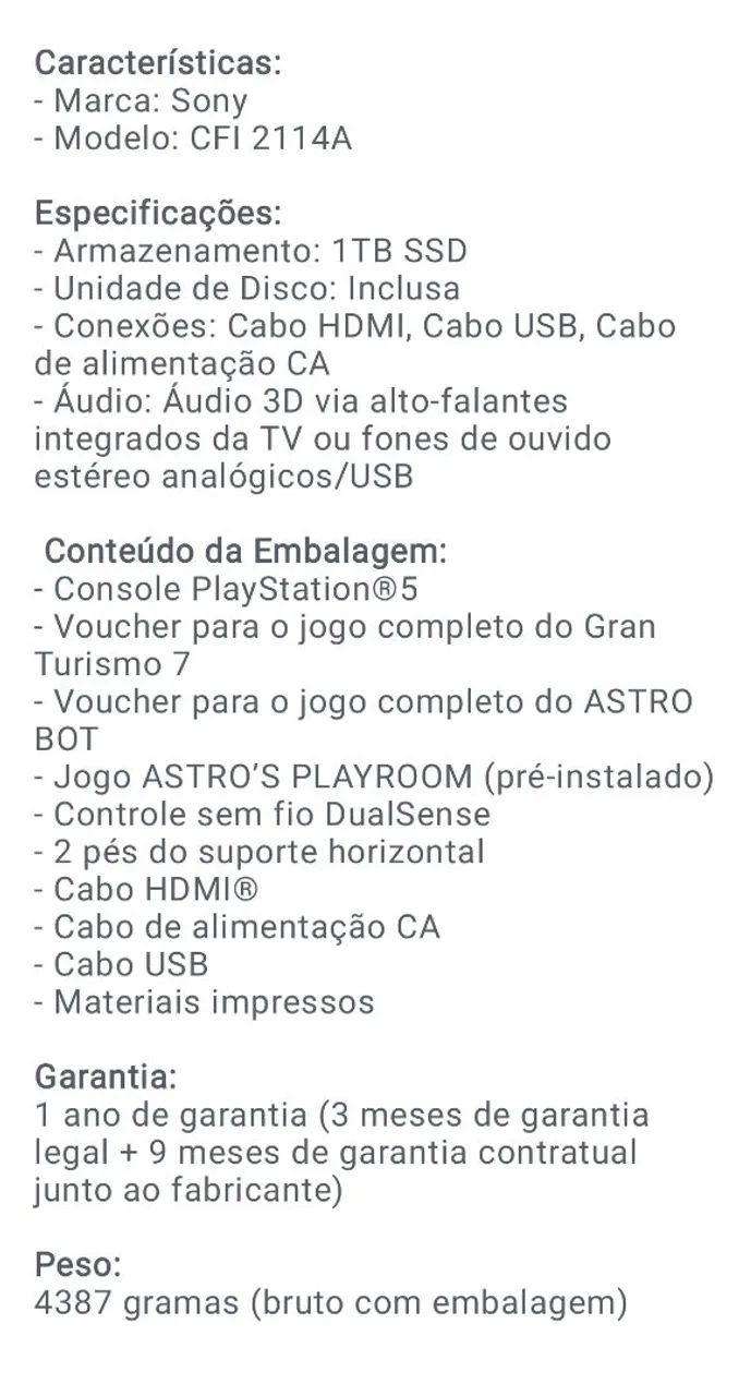Playstation 5 Slim 1TB Versão Mídia física acompanha 2 controles originais e mais 2 jogos  - Foto 6