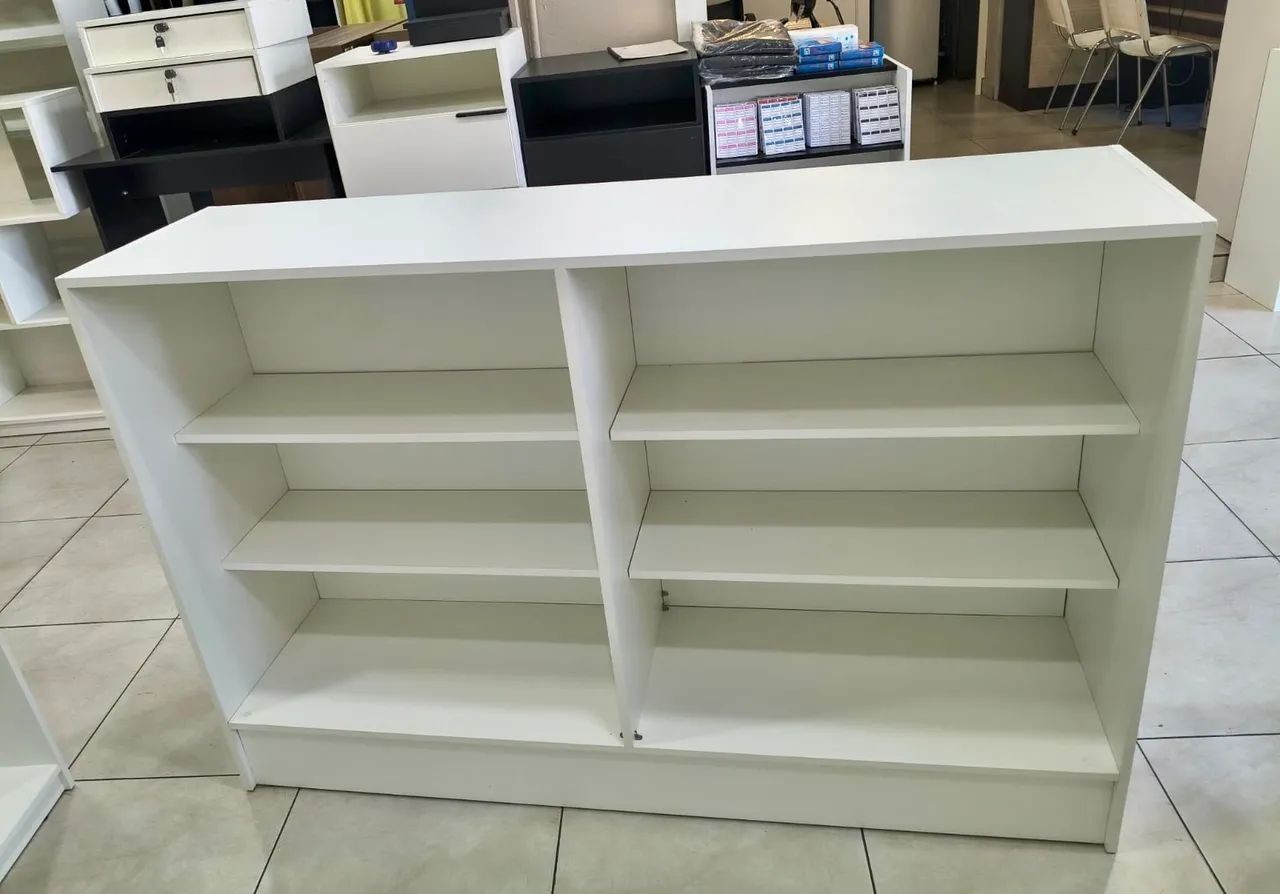 Counter with grooved panel.