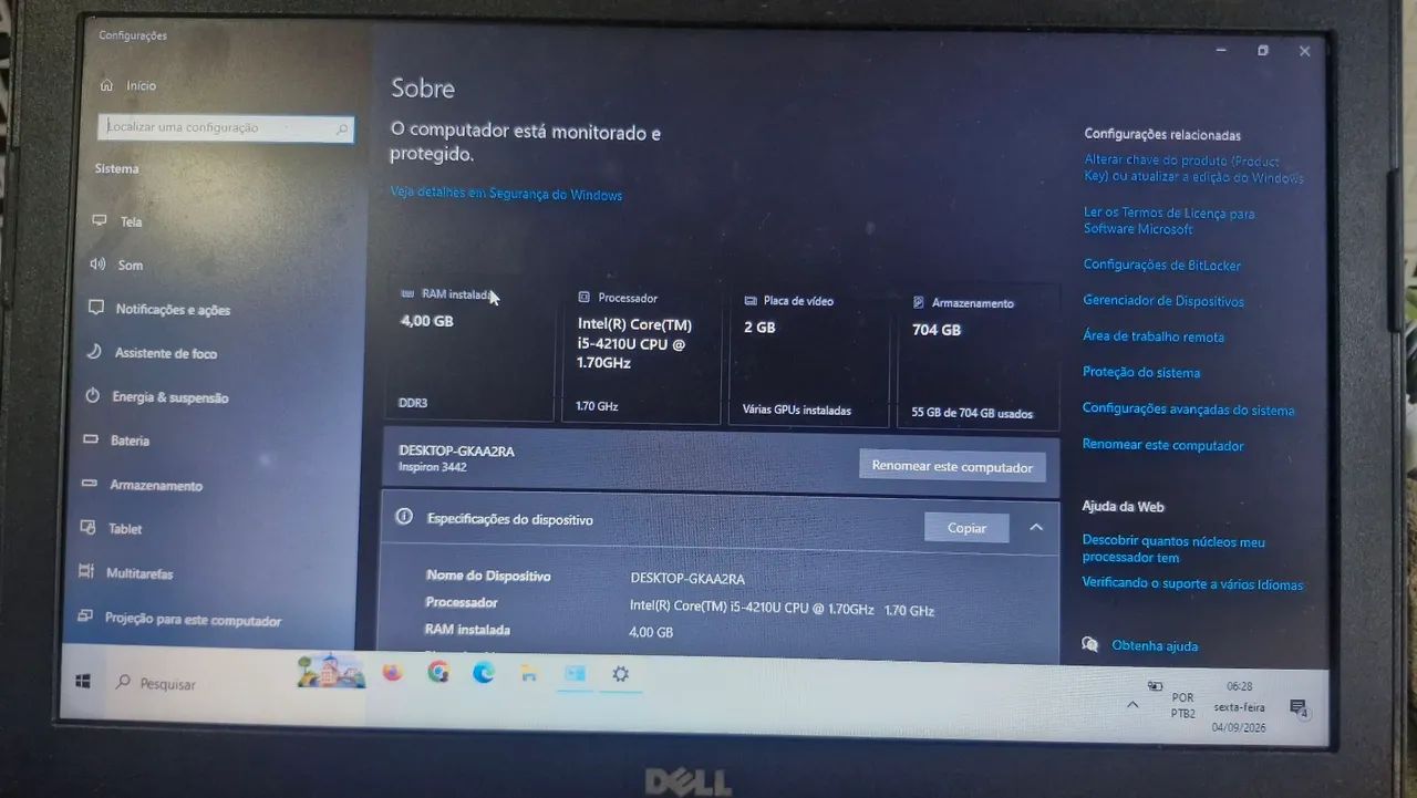 Notebook Dell I5  4 gigas com windows e office  - Foto 2