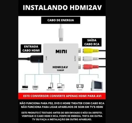 Conversor de Vídeo Hdmi x Rca - Hdmi2av *ENTREGA GRÁTIS* - Foto 3
