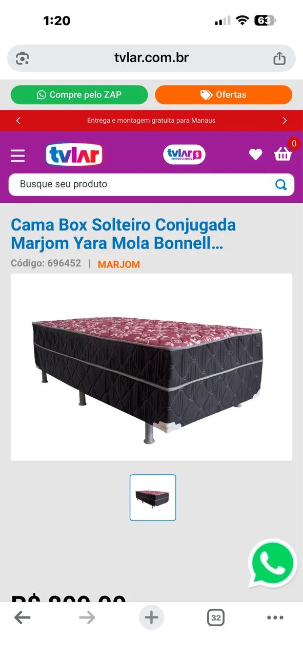 Vendo cama de solteiro conjugada 
