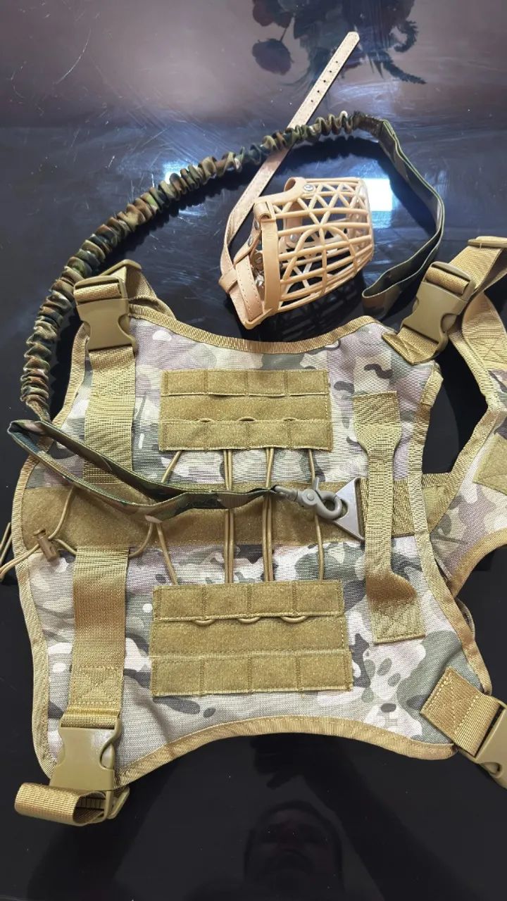 Colete Para Cachorro com Focinheira, Nylon, Fivelas Frontais de Ac?o (Camuflado, XL) - Foto 5