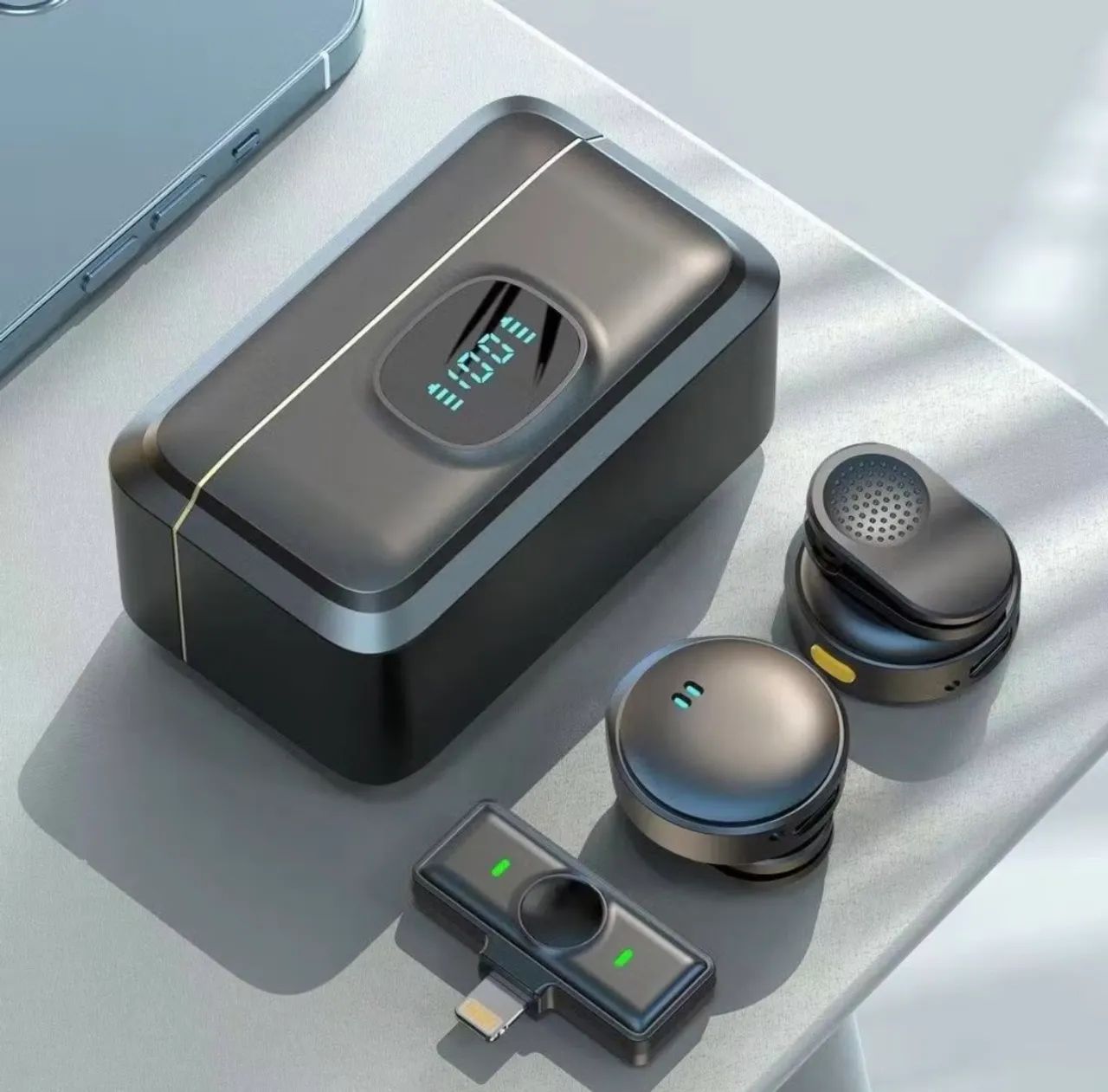Mini Microfone sem fio De Lapela  mic Ruído Gravação de víde Para iPhone Android   