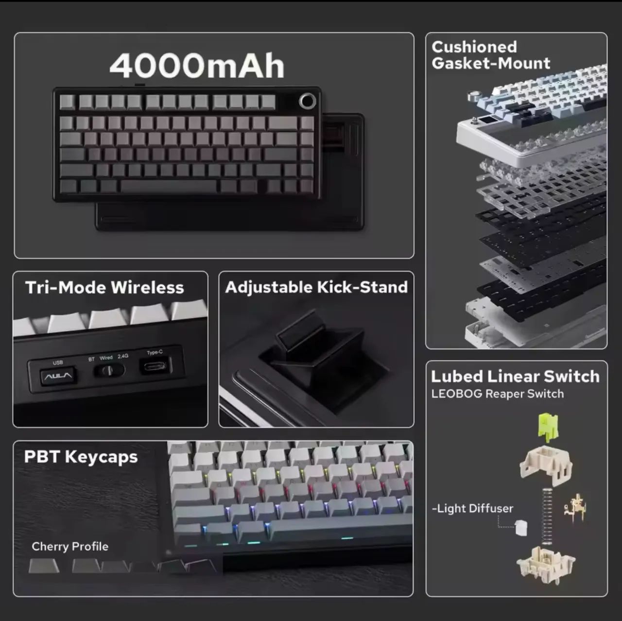 Teclado mecânico Aula F75 Max  - Foto 2