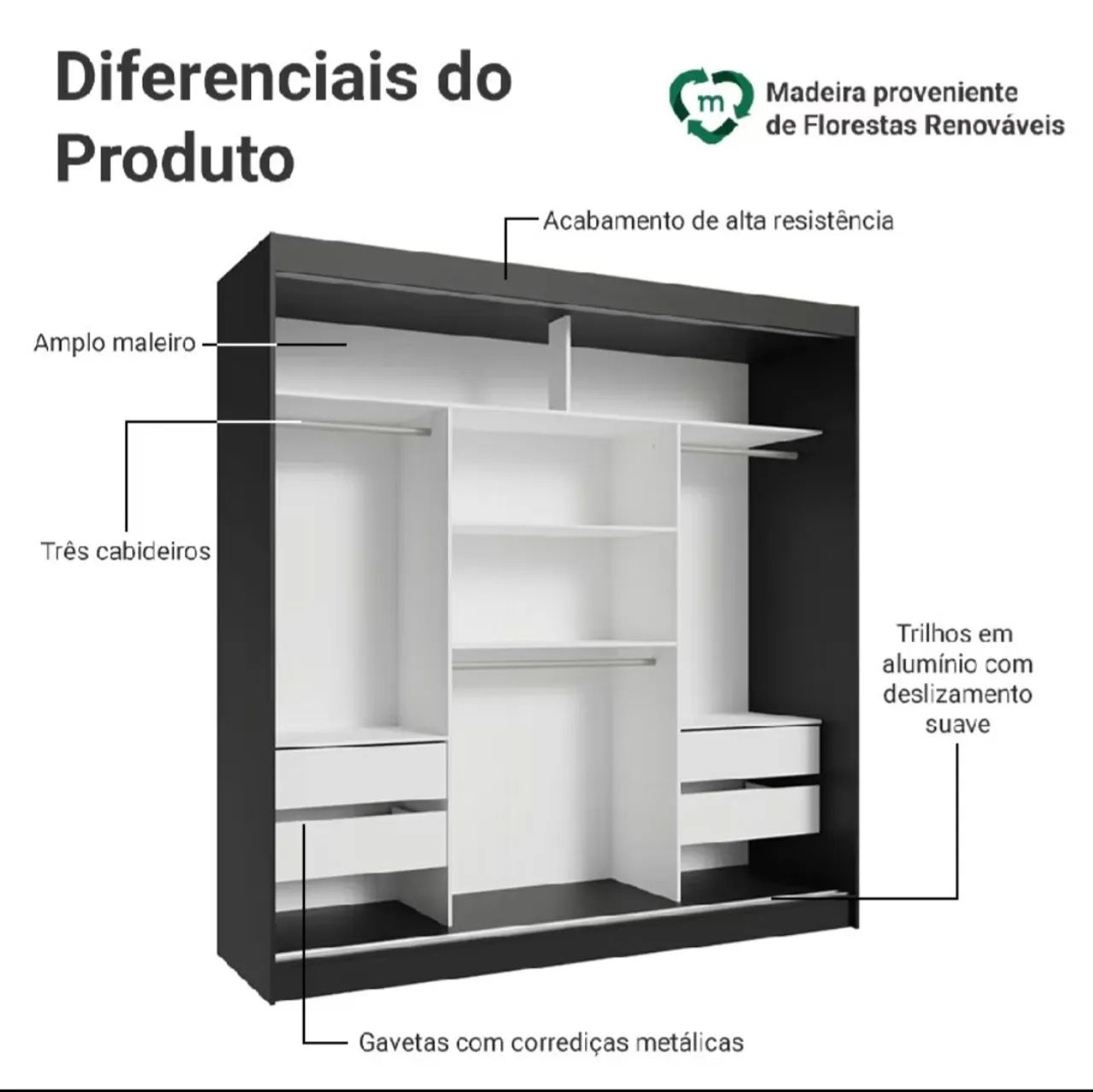 Guarda roupas com espelho  - Foto 3