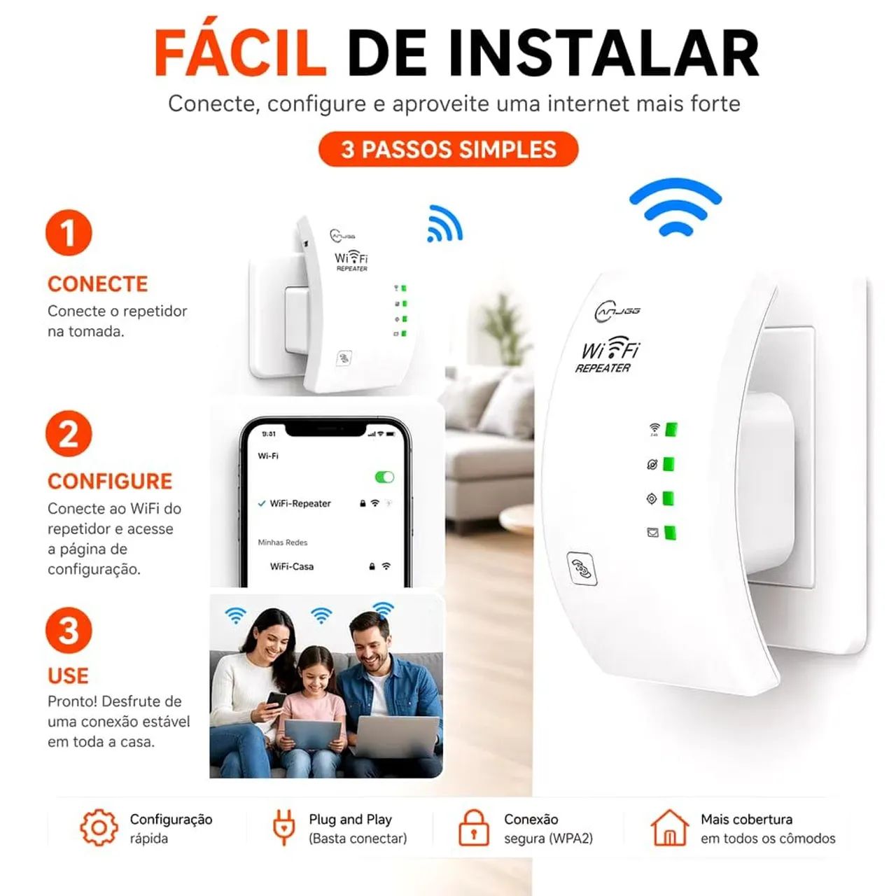 Repetidor de sinal Wi-Fi sem fio - Foto 5