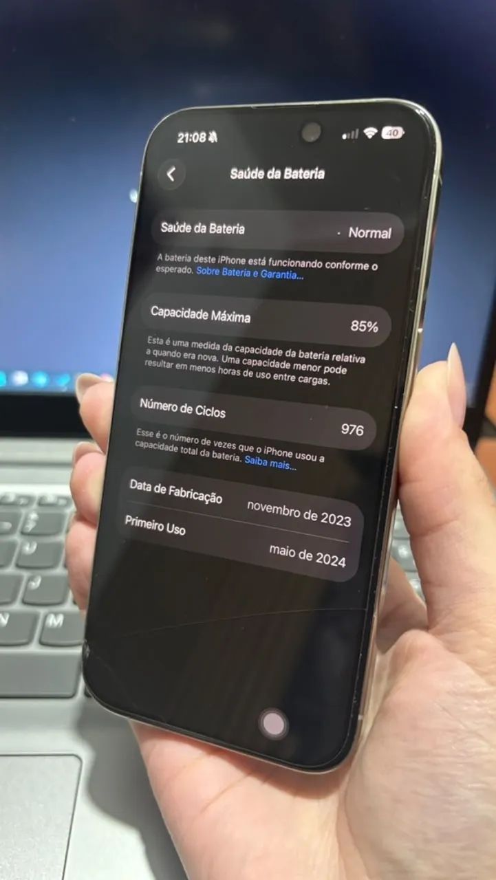iPhone 15 Pro 128GB Titânio - Único Dono - Foto 2