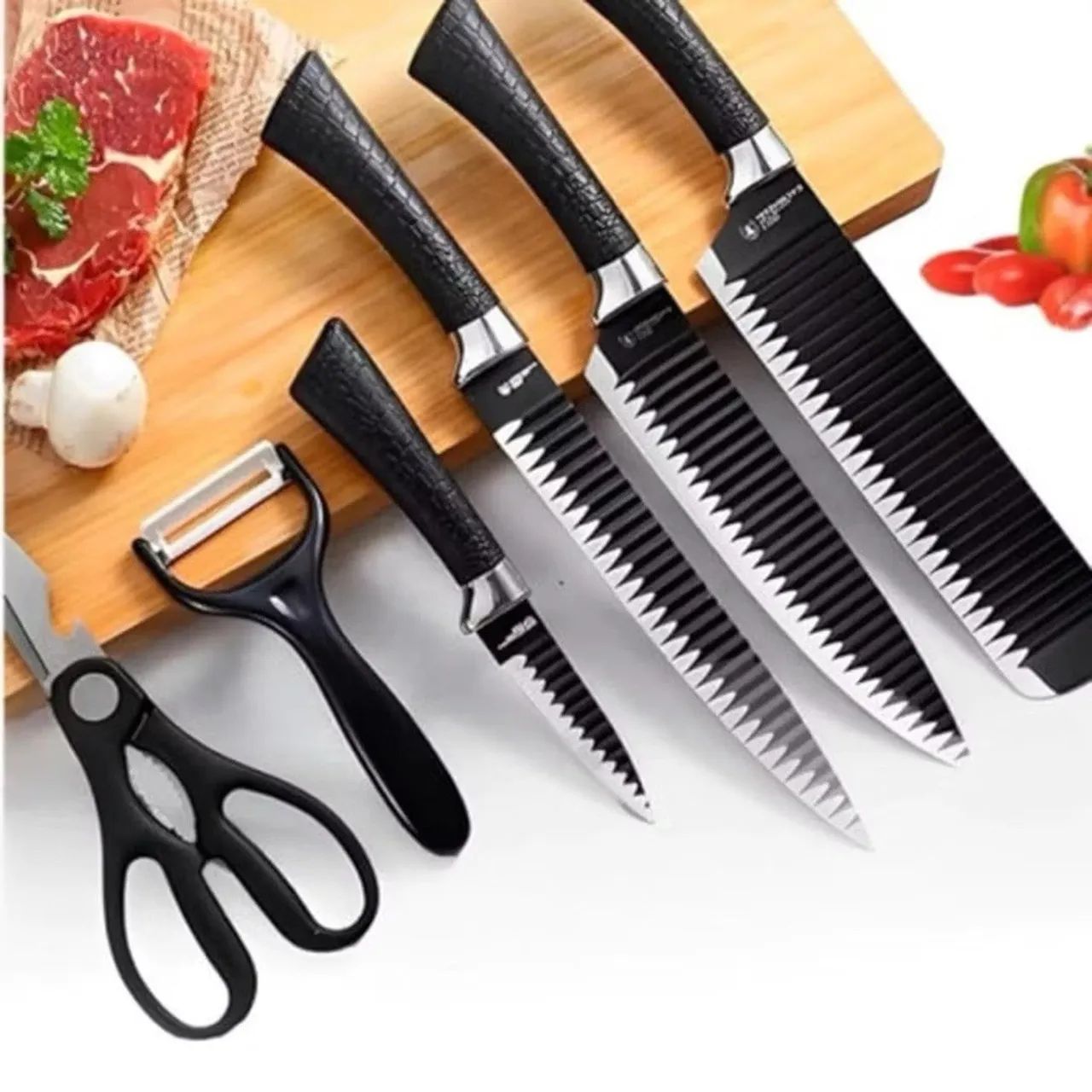 Kit Jogo De Facas Profissional 6 Peças Aço Inox Cozinha - Foto 3
