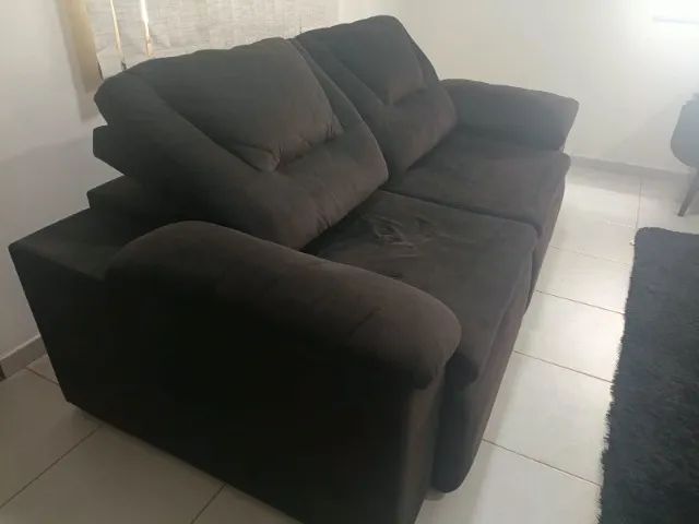 Sofá Retrátil e Reclinável Suede Preto 2 lugares - Foto 5