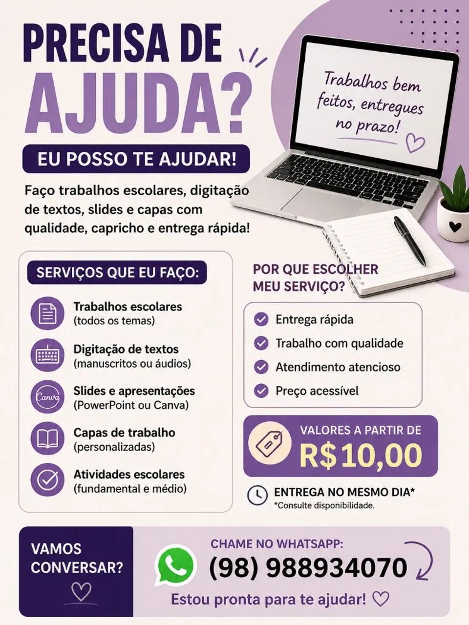 Digitação de textos, formatação e criação de slides (rápido)