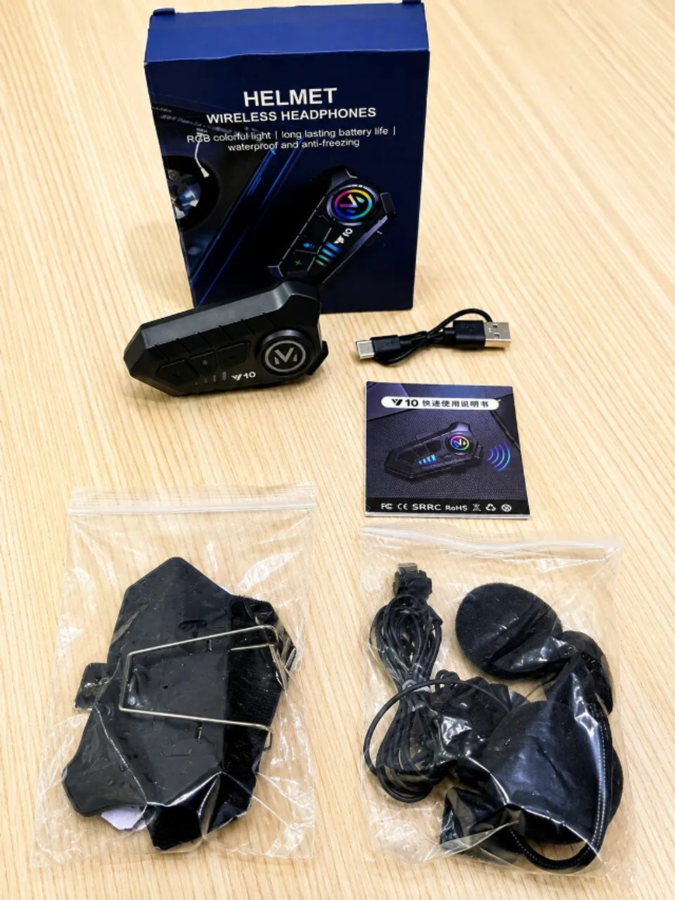 Fone para Capacete V10 Bluetooth - Microfone + Alto-falantes - Foto 2