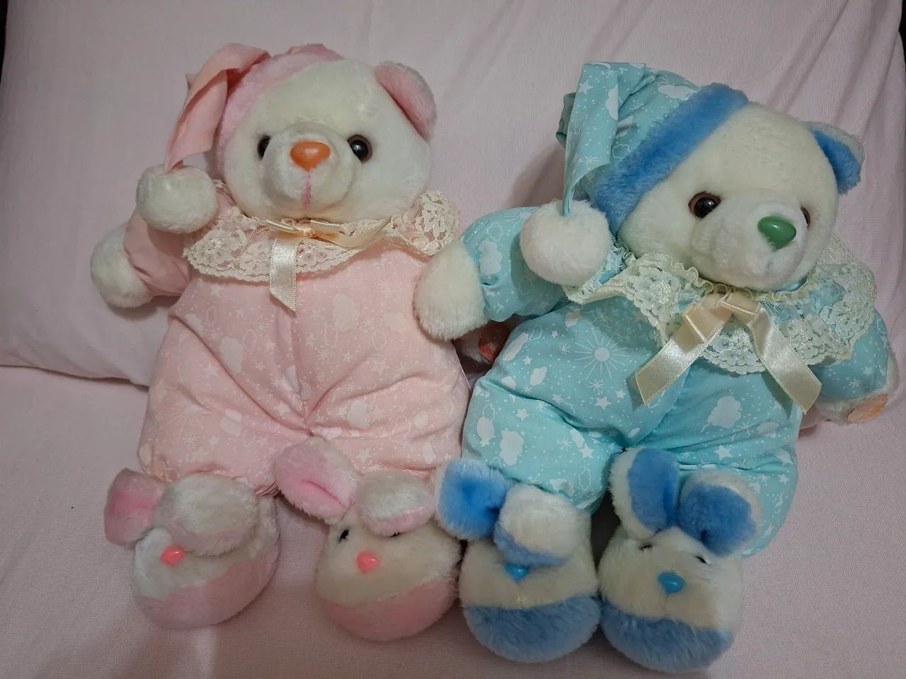 Pelúcia Urso musical Rosa e Azul gêmeos 